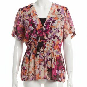 Croft & Barrow Women's Cottagecore floral print blouse top Size 2X